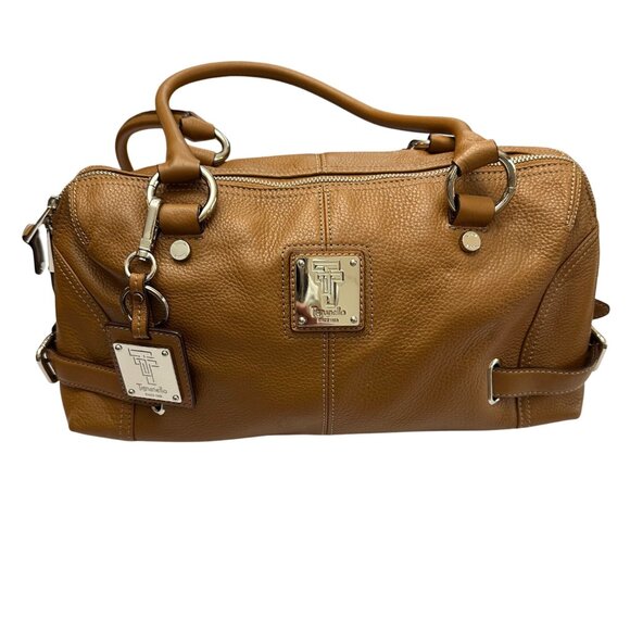 Tignanello Women's Pebbled Leather Shoulder Handbag Purse Brown With Wristlet - Picture 2 of 16